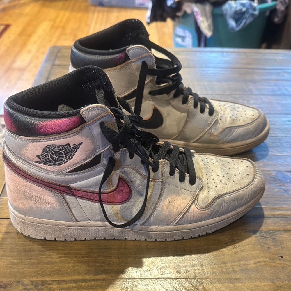 Retro Jordan Sneakers - Black and Pink Accents nyc to Paris